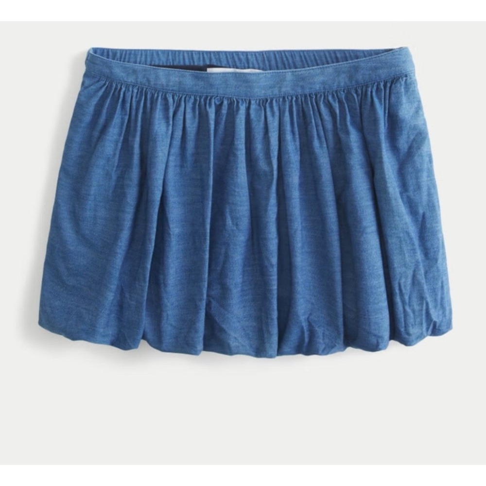 Hollister Denim Bubble Mini Skirt Sz S Built in Shorts, Pockets, Y2K 80s NWT